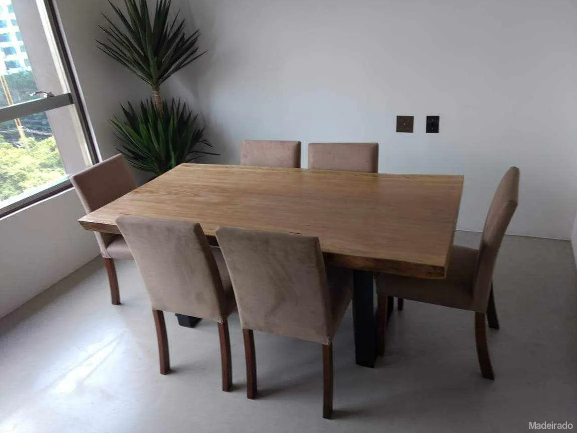 Mesa de Jantar Tauapati de Madeira Maciça (160x90) - Pés de Tubular - Image 3